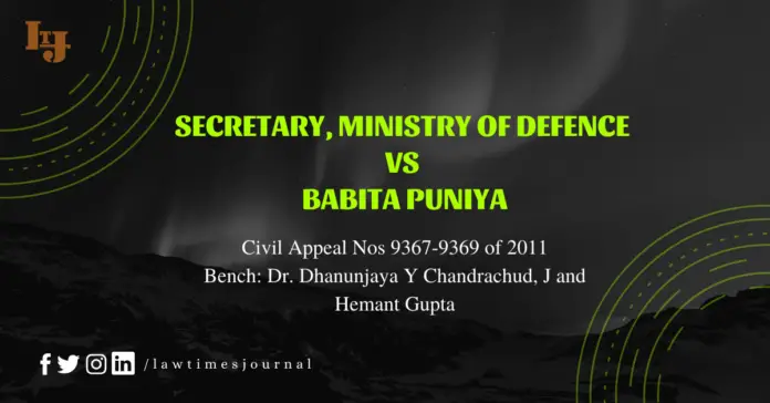 Secretary, Ministry of Defence vs. Babita Puniya